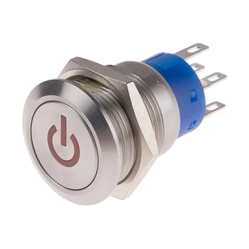 RS PRO Illuminated Momentary Push Button Switch, Panel Mount, 19 mm Cutout, DPDT, Red LED, IP67, 250 V AC 5A 111-5819