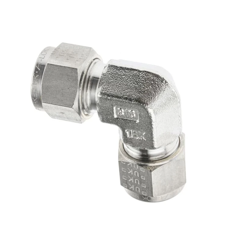 Parker Stainless Steel Pipe Fitting 90° Elbow High Pressure 470 bar Operating Temperature -255°C to 649°C EEM10-316