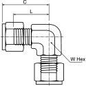 Parker Stainless Steel Pipe Fitting 90° Elbow High Pressure 470 bar Operating Temperature -255°C to 649°C EEM10-316