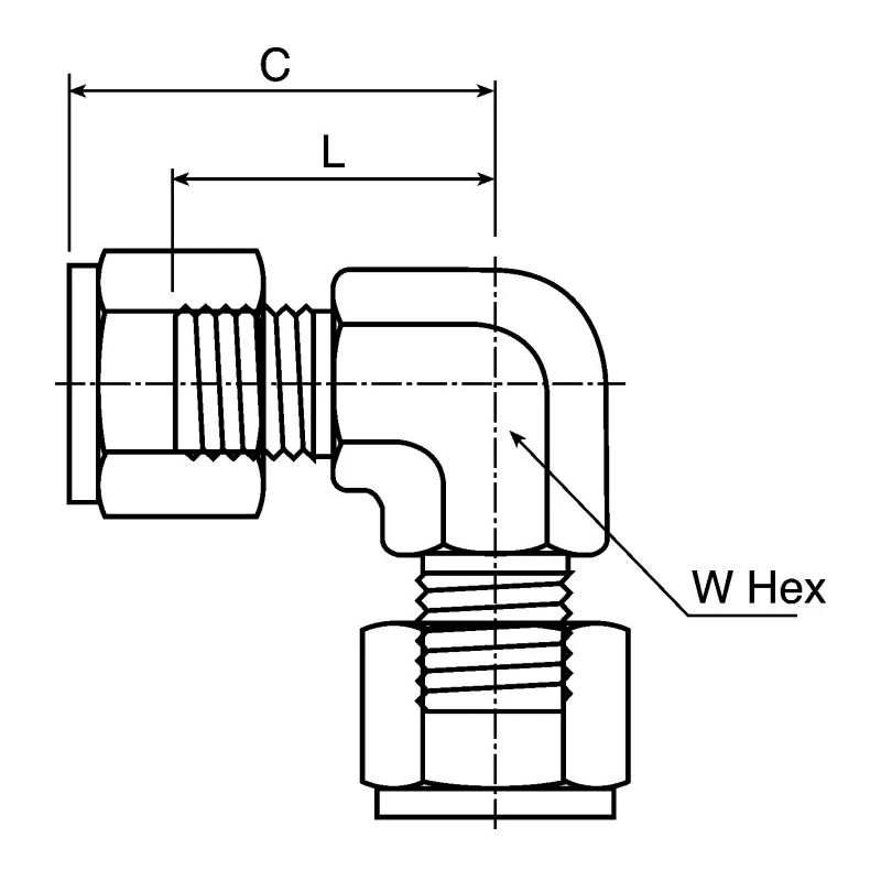 Parker Stainless Steel Pipe Fitting 90° Elbow, 6mm Length, 680 bar Pressure EEM6-316