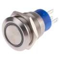 RS PRO Illuminated Push Button Switch, Momentary, Panel Mount, 19.2 mm Cutout, SPDT, White LED, IP67, 250 V AC 5A 111-5827