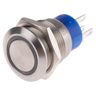 RS PRO Illuminated Push Button Switch, Momentary, Panel Mount, 19.2 mm Cutout, SPDT, White LED, IP67, 250 V AC 5A 111-5827