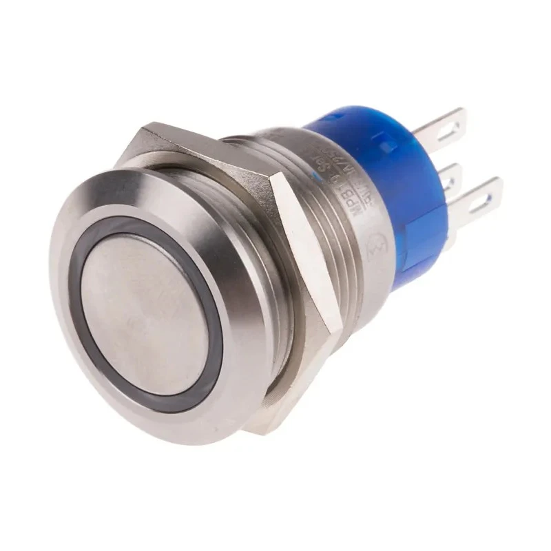 RS PRO Illuminated Push Button Switch, Momentary, Panel Mount, 19.2 mm Cutout, SPDT, White LED, IP67, 250 V AC 5A 111-5827