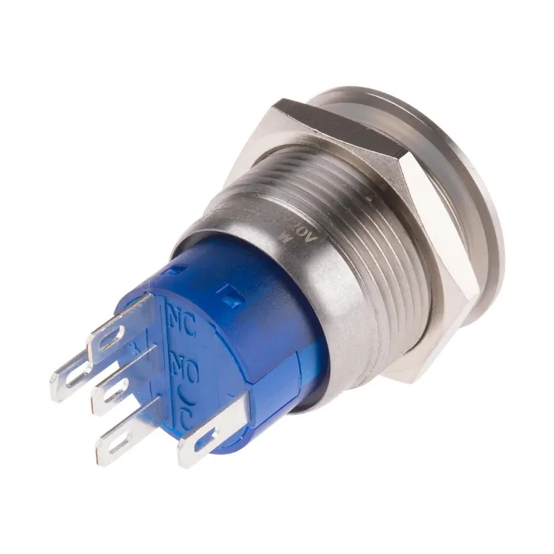 RS PRO Illuminated Push Button Switch, Momentary, Panel Mount, 19.2 mm Cutout, SPDT, White LED, IP67, 250 V AC 5A 111-5827