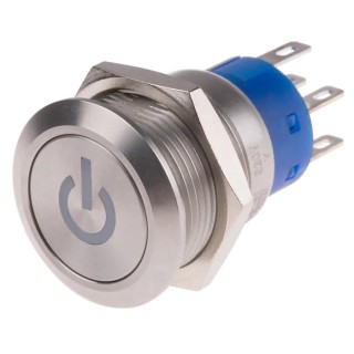 RS PRO Illuminated Push Button Switch Latching Silver Actuator 19 mm Cutout DPDT Yellow LED IP67 250V AC 111-5831