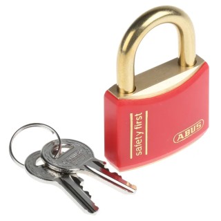 ABUS Keyed Brass Safety Padlock Weatherproof, 40 mm Body Width, 6 mm Diameter Shackle, 23 mm Length XR0084T40KA4