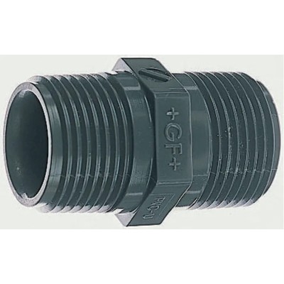 Georg Fischer Plastic Pipe Fitting Straight Threaded R Nipple 1 to 1/2 in Polyvinyl Chloride PVC-U 67mm 721911910