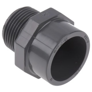 Georg Fischer Plastic Pipe Fitting Straight Threaded Adapter 1 in Grey Polyvinyl Chloride PVC-U 10 bar 50mm 721910708