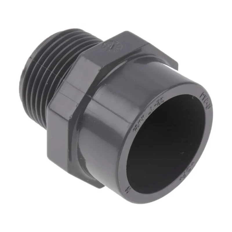 Georg Fischer Plastic Pipe Fitting Straight Threaded Adapter 1 in Grey Polyvinyl Chloride PVC-U 10 bar 50mm 721910708