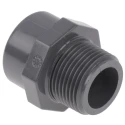 Georg Fischer Plastic Pipe Fitting Straight Threaded Adapter 1 in Grey Polyvinyl Chloride PVC-U 10 bar 50mm 721910708