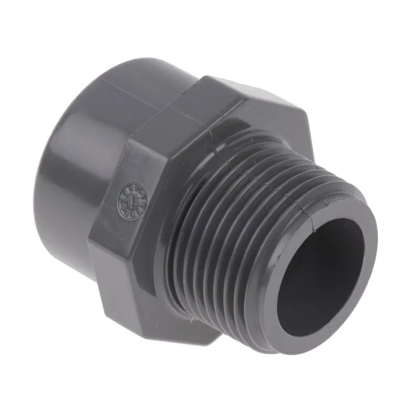 Georg Fischer Plastic Pipe Fitting Straight Threaded Adapter 1 in Grey Polyvinyl Chloride PVC-U 10 bar 50mm 721910708