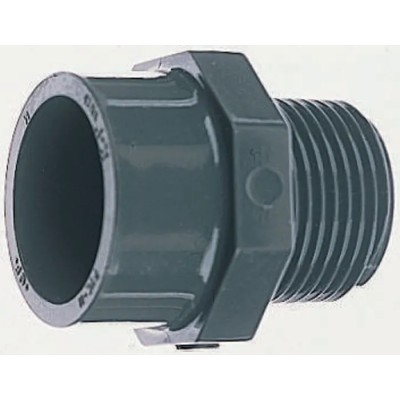 Georg Fischer Plastic Pipe Fitting Straight Threaded Adapter 2 in 16 bar 76mm Length 721910711