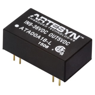 Artesyn / Advanced Energy DC/DC Converter, 5V DC, 600 mA Output, 36V DC Max Input, 9V Min Input, 3W Power ATA00A18-L
