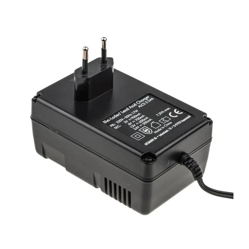 Ansmann Lead Acid Battery Charger Compatible with 2 V, 6 V, 12 V, 24 V Batteries 900 mA Charge Current 2.4 to 24 Ah 9164016