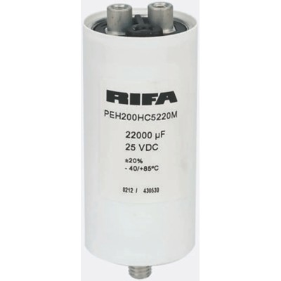 KEMET Aluminium Capacitor 0.1F 25V dc Cylindrical Can Screw Mount Polar PEH200HK6100MB2