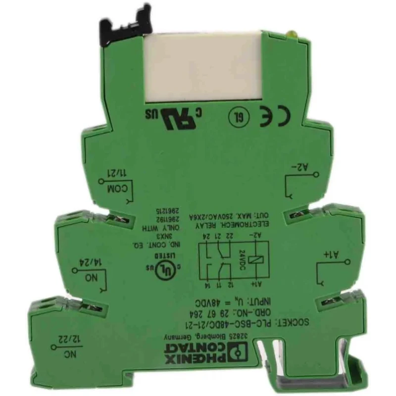 Phoenix Contact Electromechanical Interface Relay PLC-RSC- 48DC/21-21, DIN Rail Mount, 48V DC Coil, DPDT, 6A, 20mA 2967248