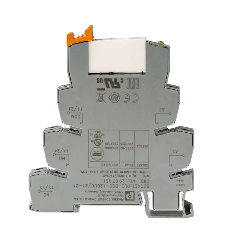 Phoenix Contact Electromechanical Interface Relay Module PLC-RPT- 5DC/21, DIN Rail Mount, 110V DC Coil, DPDT, 6A 2967086