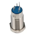 RS PRO Illuminated Push Button Switch Latching Panel Mount 12 mm Cutout SPST Silver Actuator Yellow LED IP40 36 V dc 111-6525