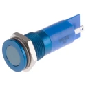 RS PRO Blue Panel Mount Indicator 12V DC 20mA Solder Lug Termination Flush Bezel IP67 111-6565