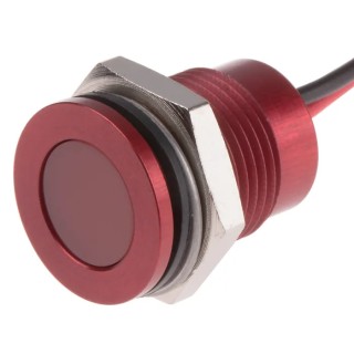 RS PRO Red Panel Mount Indicator 12V dc 20mA Lead Wire Termination IP67 Flush Bezel 111-6568