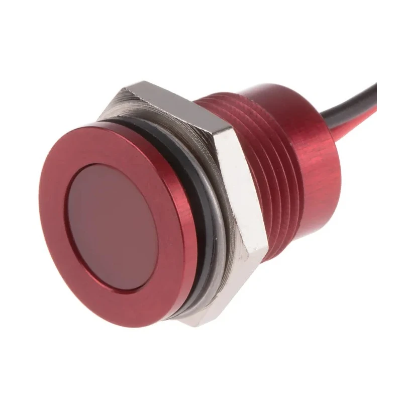 RS PRO Red Panel Mount Indicator 12V dc 20mA Lead Wire Termination IP67 Flush Bezel 111-6568