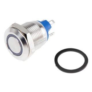 RS PRO Illuminated Push Button Switch Momentary Panel Mount 12 mm Cutout SPST White LED IP65 IP67 36 V dc 111-6532