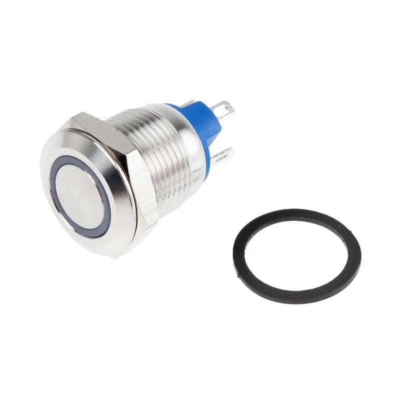 RS PRO Illuminated Push Button Switch Momentary Panel Mount 12 mm Cutout SPST White LED IP65 IP67 36 V dc 111-6532