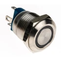 RS Pro Illuminated Push Button Switch Momentary Panel Mount 12 mm Cutout SPST Blue LED IP65 IP67 36V dc 111-6526