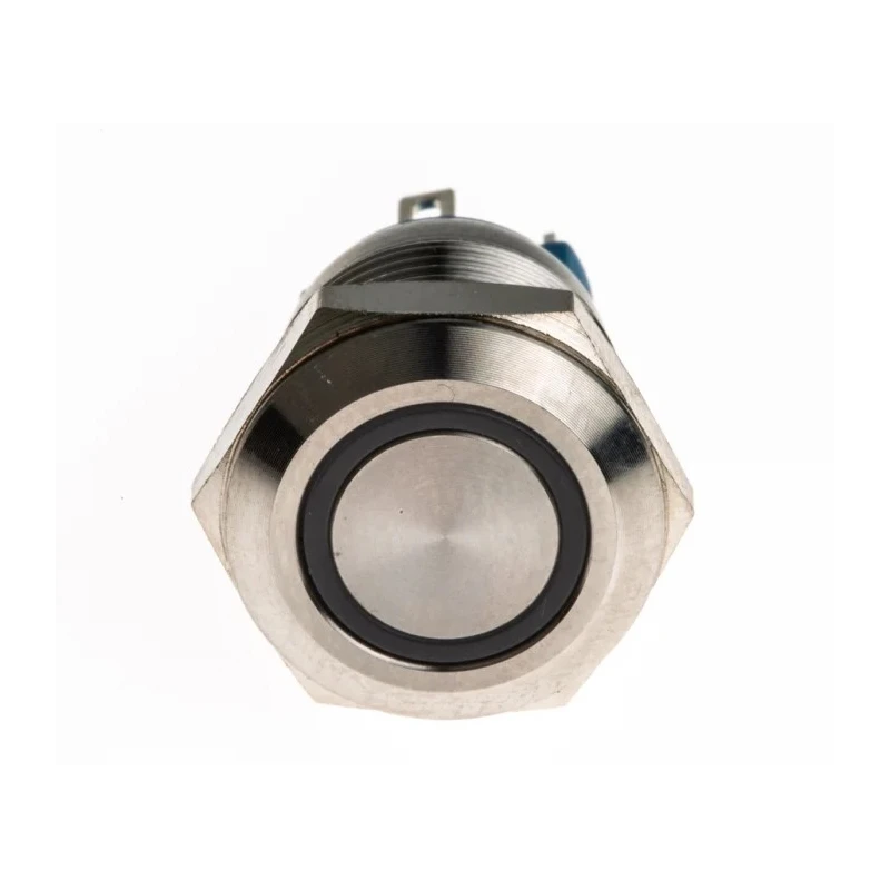 RS Pro Illuminated Push Button Switch Momentary Panel Mount 12 mm Cutout SPST Blue LED IP65 IP67 36V dc 111-6526