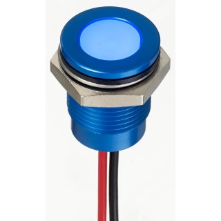 RS PRO Blue Panel Mount Indicator 24V DC 20mA Lead Wire Termination IP67 Flush 111-6578