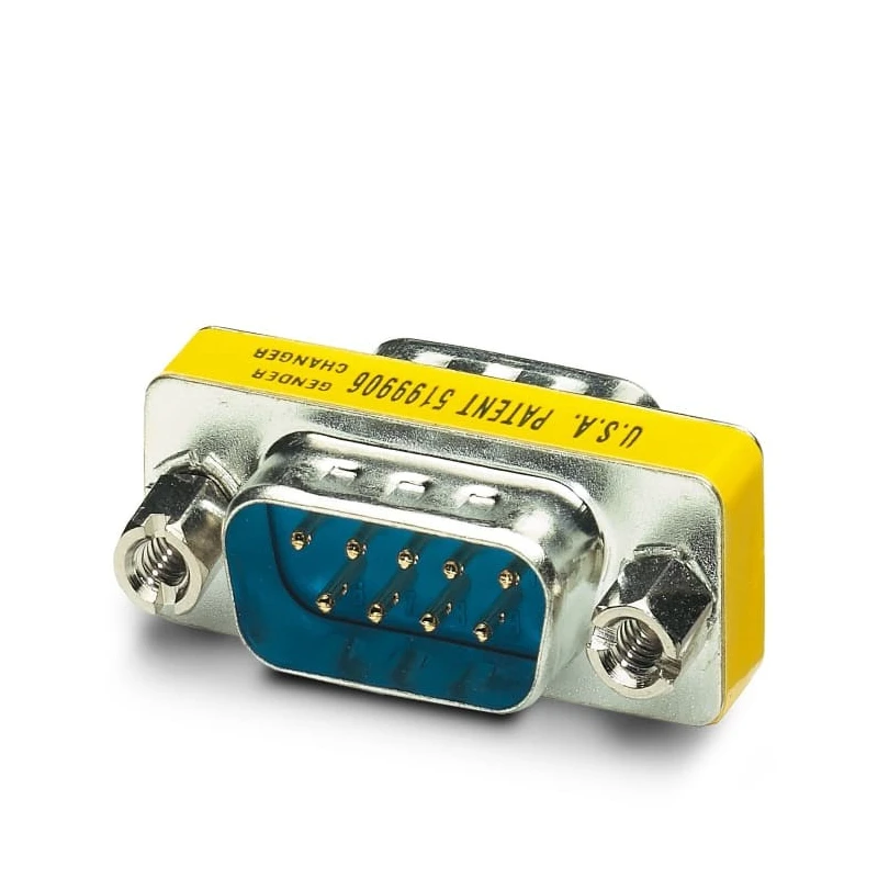 Phoenix Contact D-Sub Adapter 9-Way Male to Male, Straight Orientation, Gold over Nickel Contacts, Chromated Steel 1652651