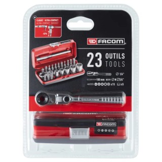 Facom 23-Piece 1/4 in Drive 6 Point Socket Set Chrome Vanadium Steel R1PICOPB