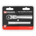 Facom 1/4 in Ratchet with Tube Handle, Satin Chrome Finish, Chrome Vanadium Steel Material, 115mm Overall Length R.180PB