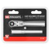 Facom 1/4 in Ratchet with Tube Handle, Satin Chrome Finish, Chrome Vanadium Steel Material, 115mm Overall Length R.180PB