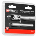 Facom 1/4 in Ratchet with Tube Handle, Satin Chrome Finish, Chrome Vanadium Steel Material, 115mm Overall Length R.180PB