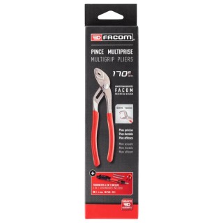 Facom 1-Piece Water Pump Plier, Standard Multigrip, 250mm Overall Length, 46mm Jaw Length, Ergonomic Handle 170A.25PB