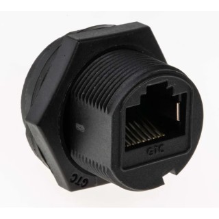 RS PRO Cat5e Shielded RJ45 Connector Female Panel Mount Socket IP67 Waterproof Straight 1 Port RJ45