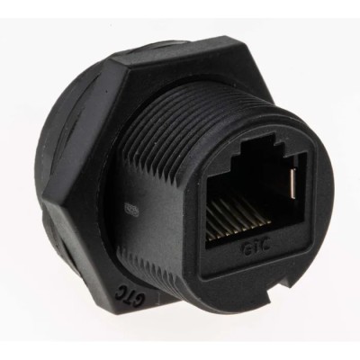 RS PRO Cat5e Shielded RJ45 Connector Female Panel Mount Socket IP67 Waterproof Straight 1 Port RJ45
