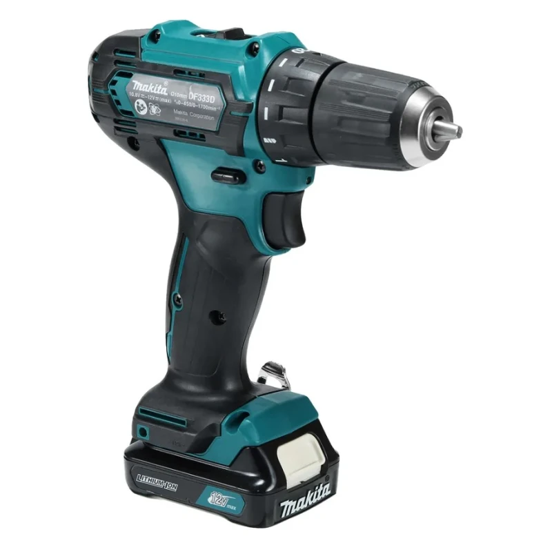 Makita Cordless Drill Driver 12 V, 2Ah Battery, 10 mm Keyless Chuck, 30 Nm Torque, 1700 / 450 rpm DF333DWAE