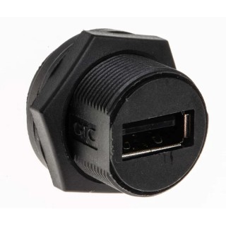 RS PRO Straight Panel Female 1 Port Mini USB Connector Panel Mount IP67 Rated 1.5A Current 111-6760