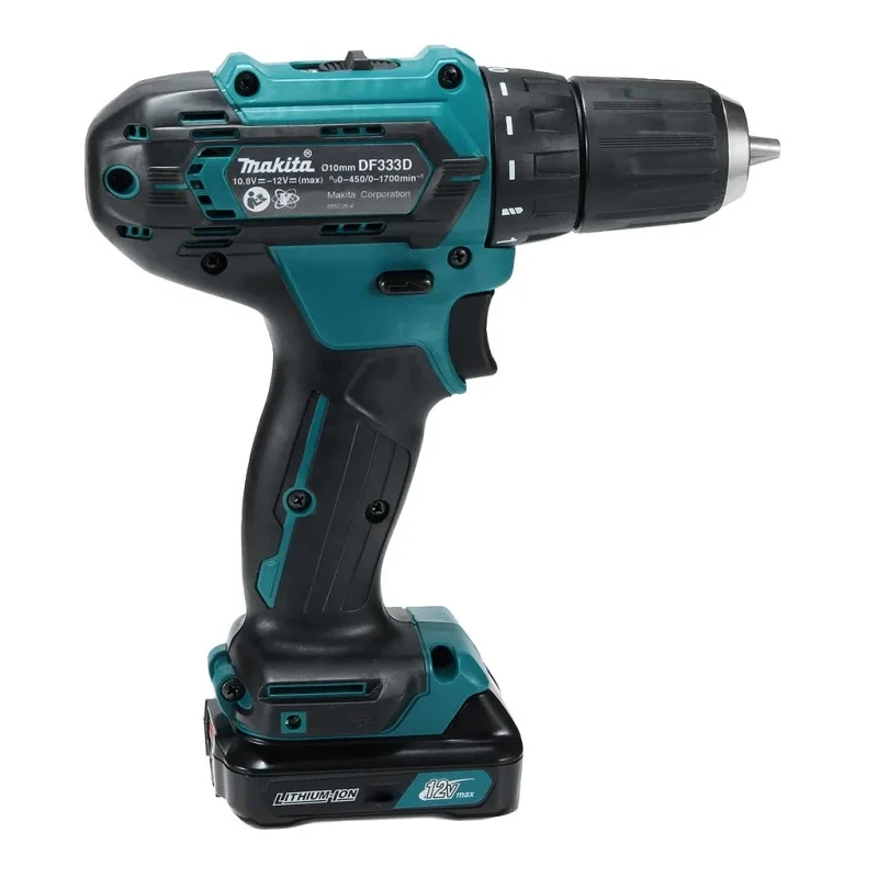 Makita Cordless Drill Driver 12 V, 2Ah Battery, 10 mm Keyless Chuck, 30 Nm Torque, 1700 / 450 rpm DF333DWAE