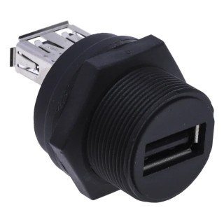 RS PRO Panel Mount Straight Female 2 Port Mini USB 2.0 Connector IP67 1.5A Current 111-6759