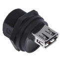 RS PRO Panel Mount Straight Female 2 Port Mini USB 2.0 Connector IP67 1.5A Current 111-6759