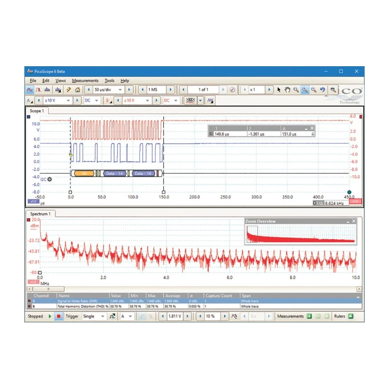 Pico Technology PC Based Oscilloscope 4-Channel, 25 MHz Bandwidth, USB Powered, PicoScope 2405A