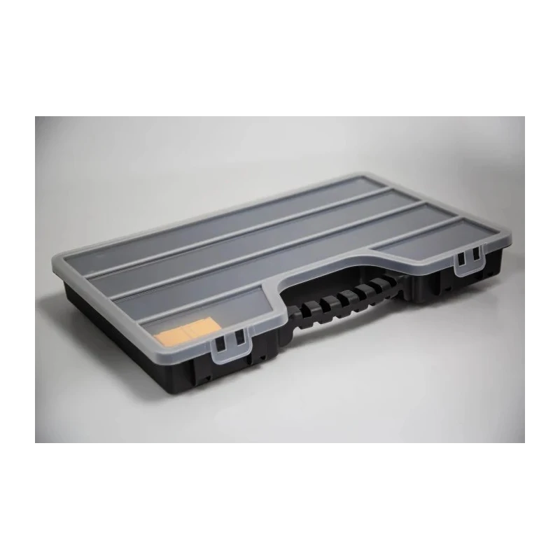 RS PRO Adjustable Compartments 17 Cell Transparent Black Polypropylene Compartment Box 60mm x 510mm x 330mm 435-0191