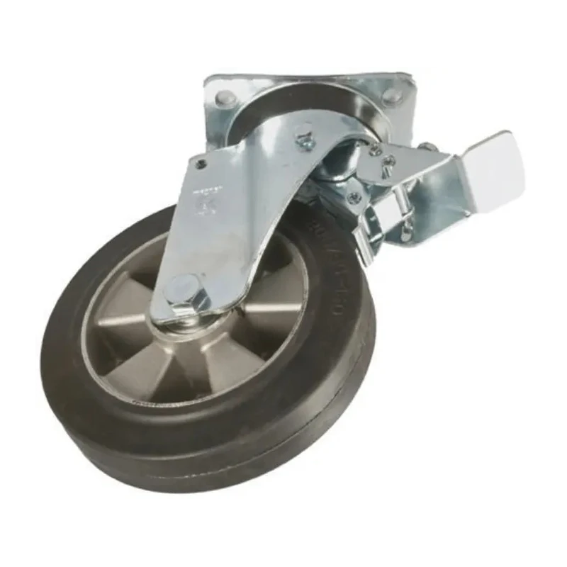 LAG Braked Swivel Castor, 450 kg Load Capacity, 200 mm Rubber Wheel, Galvanised Steel Frame, Ball Bearing Hub 16621 FV