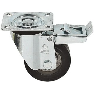LAG Braked Swivel Castor 220 kg Capacity 125 mm Wheel Diameter Rubber Tyre Galvanised Steel Frame 16636 FR