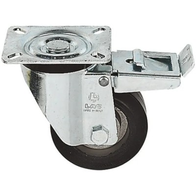 LAG Braked Swivel Castor 220 kg Capacity 125 mm Wheel Diameter Rubber Tyre Galvanised Steel Frame 16636 FR