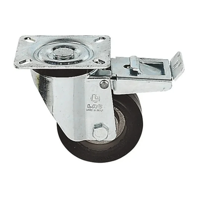 LAG Braked Swivel Castor 220 kg Capacity 125 mm Wheel Diameter Rubber Tyre Galvanised Steel Frame 16636 FR