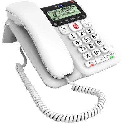 BT Decor 2600 Corded White Telephone with LCD Display, Handsfree Calling, Call Blocker O83154